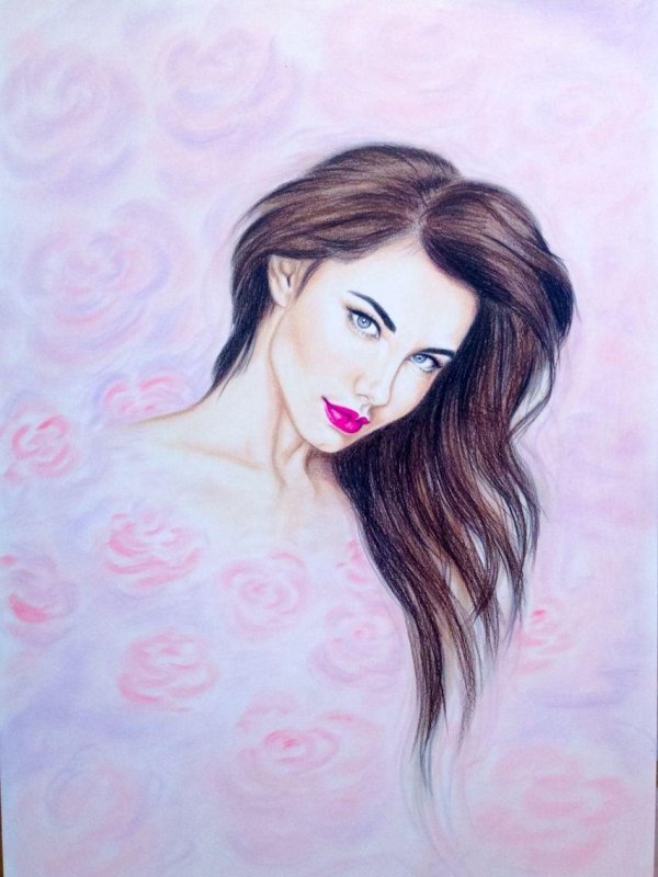 С девушками нарисованные цветные