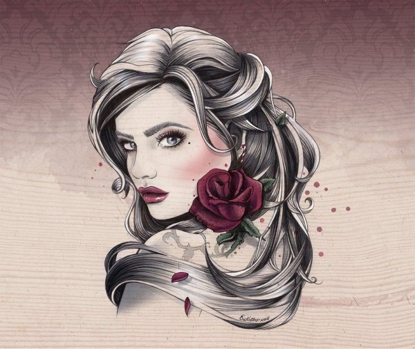 С девушками нарисованные цветные