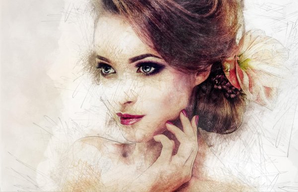 С девушками нарисованные цветные