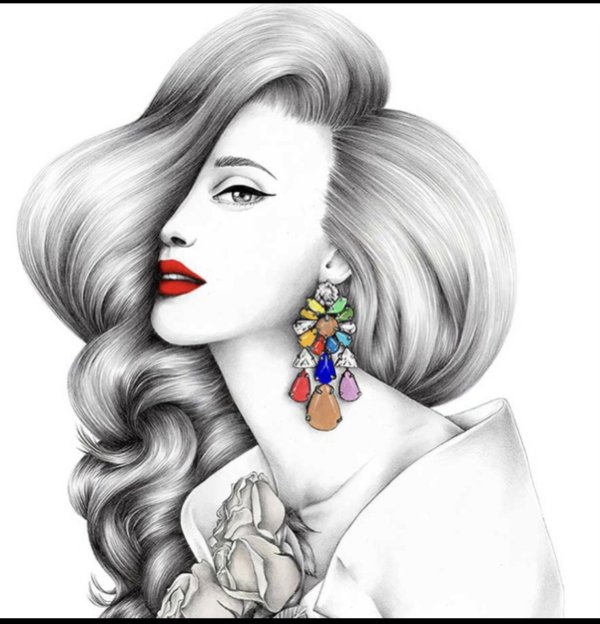 С девушками нарисованные цветные