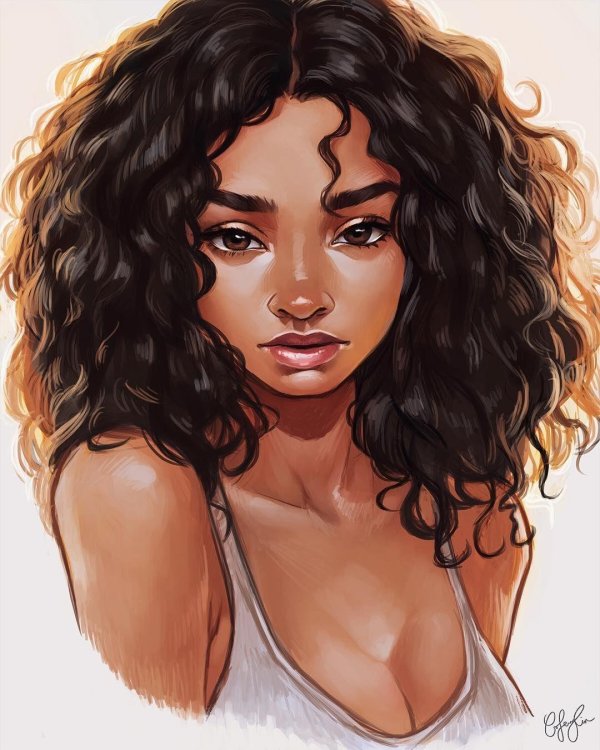 С девушками нарисованные цветные