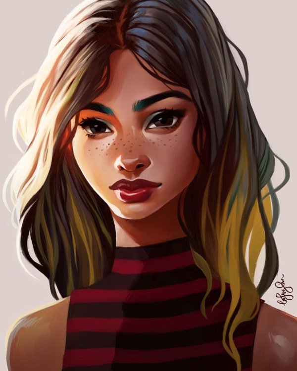 С девушками нарисованные цветные