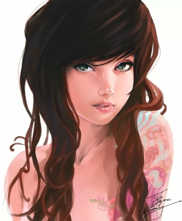 С девушками нарисованные цветные