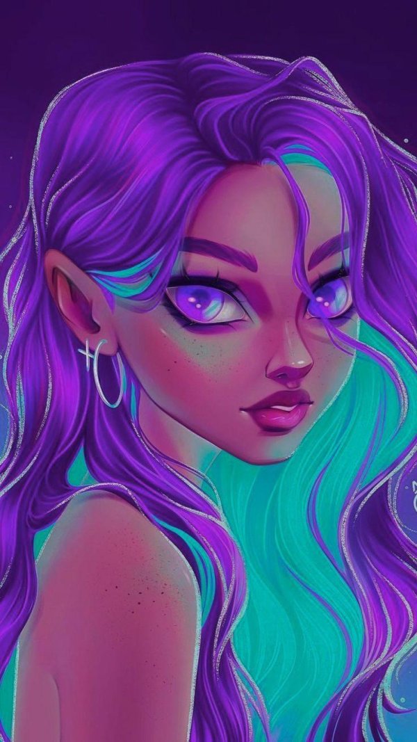 С девушками нарисованные цветные