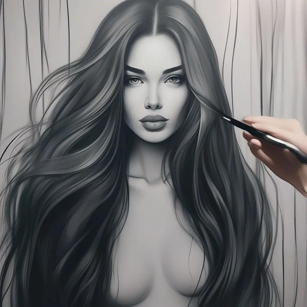 С девушками нарисованные цветные