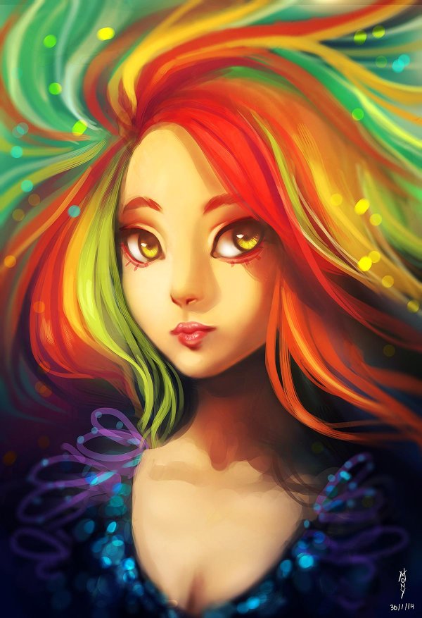 С девушками нарисованные цветные