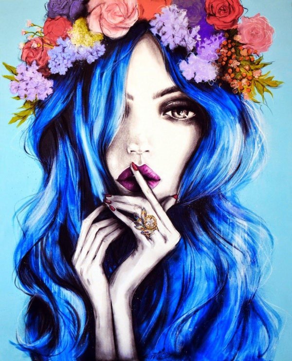 С девушками нарисованные цветные