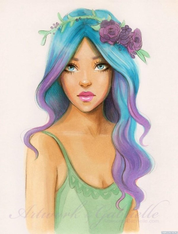 С девушками нарисованные цветные