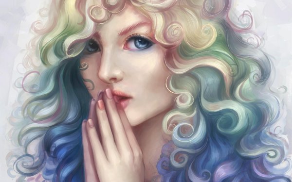 С девушками нарисованные цветные