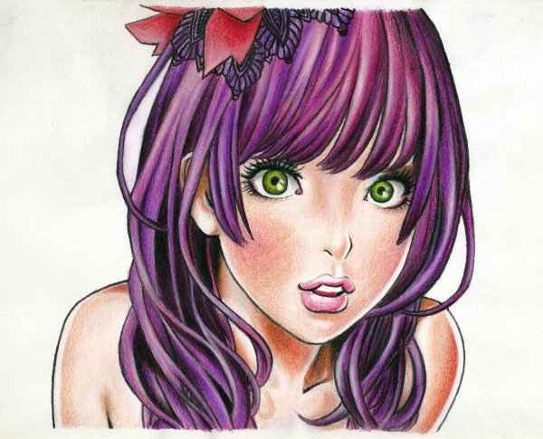 С девушками нарисованные цветные