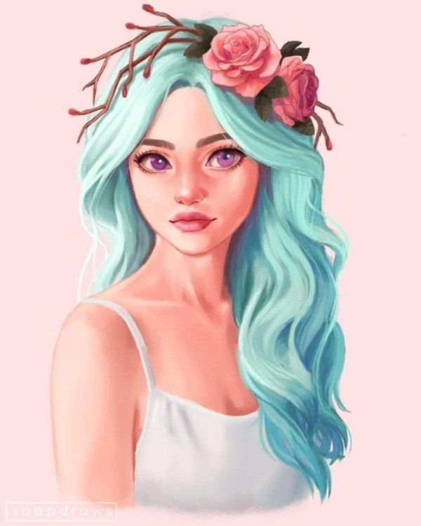 С девушками нарисованные цветные