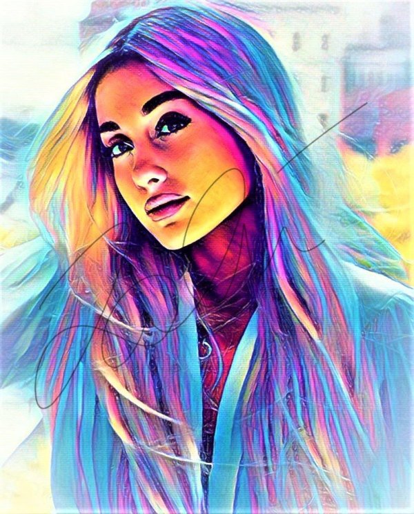 С девушками нарисованные цветные