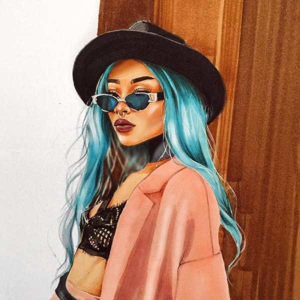 С девушками нарисованные цветные