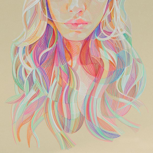 С девушками нарисованные цветные