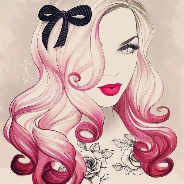 С девушками нарисованные цветные