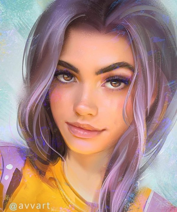 С девушками нарисованные цветные