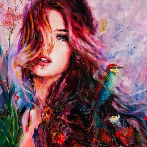 С девушками нарисованные цветные