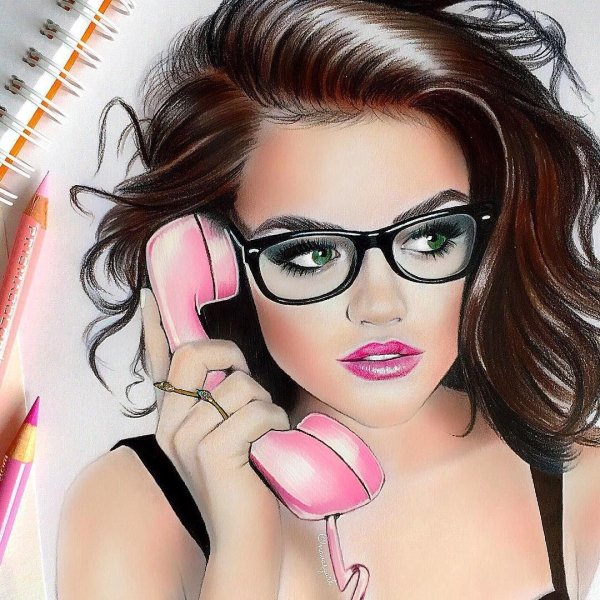 С девушками нарисованные цветные