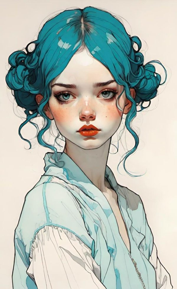 С девушками нарисованные цветные