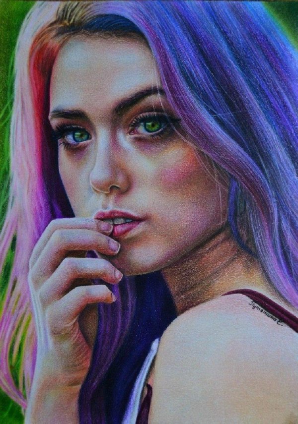 С девушками нарисованные цветные