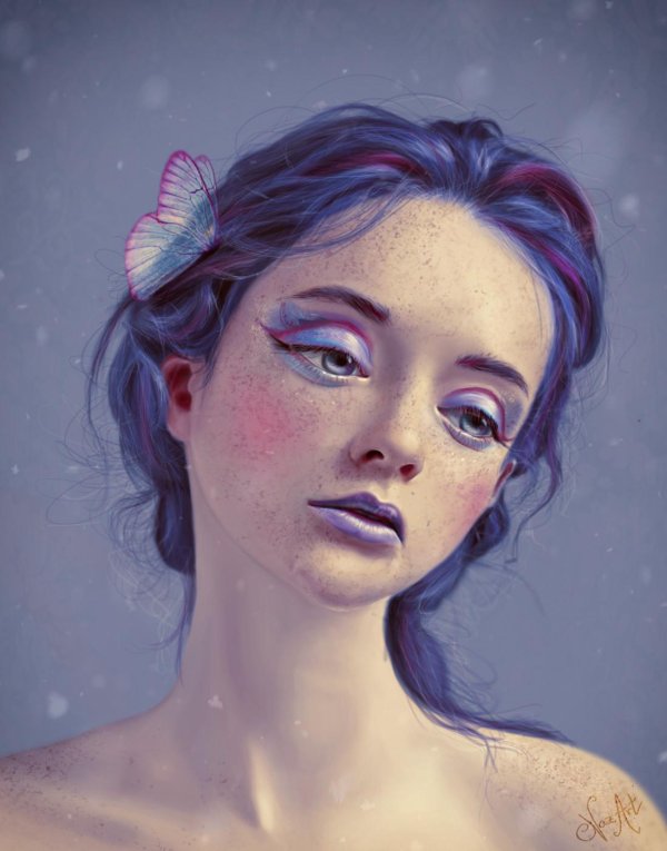 С девушками нарисованные цветные