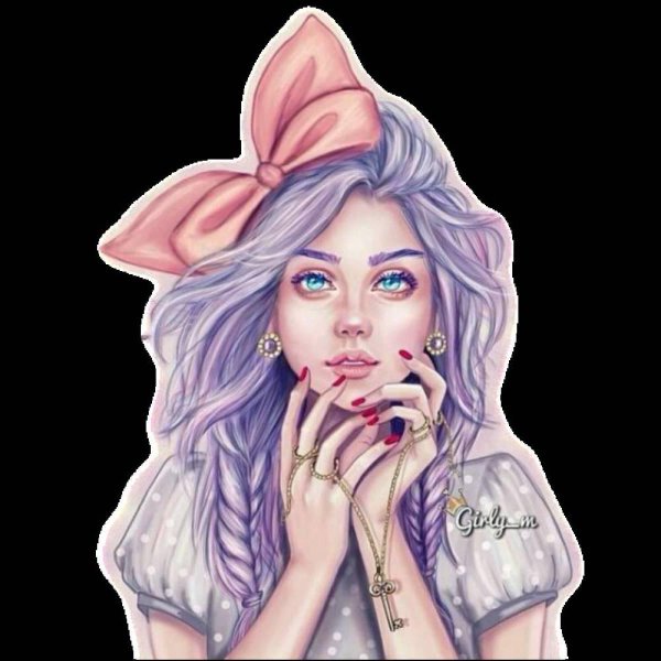 С девушками нарисованные цветные