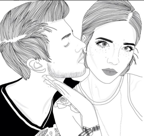 Парень и девушка нарисованные