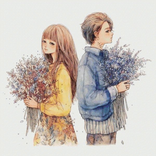 Парень и девушка нарисованные