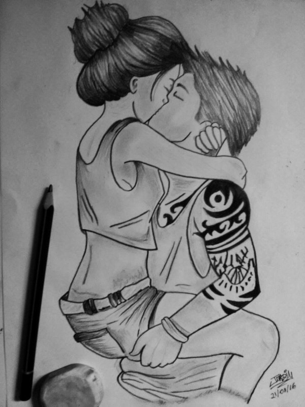 Парень и девушка нарисованные