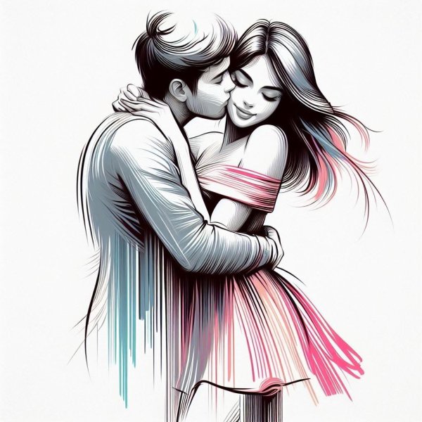 Парень и девушка нарисованные