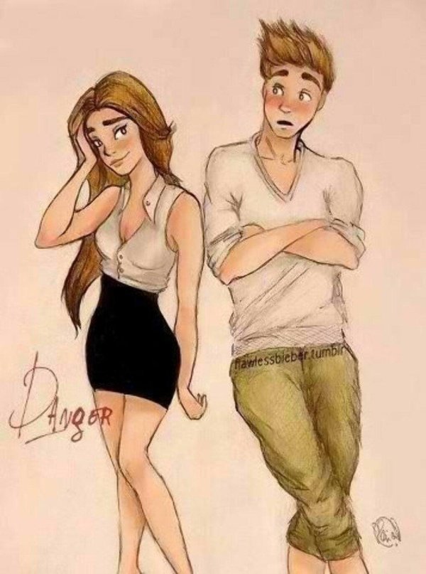 Парень и девушка нарисованные