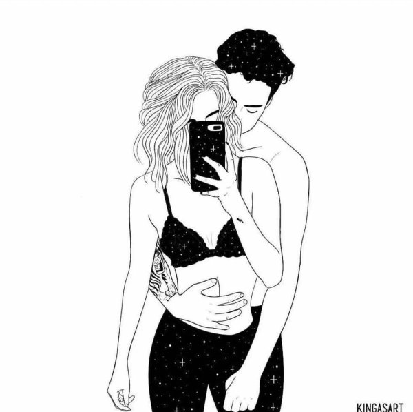 Парень и девушка нарисованные