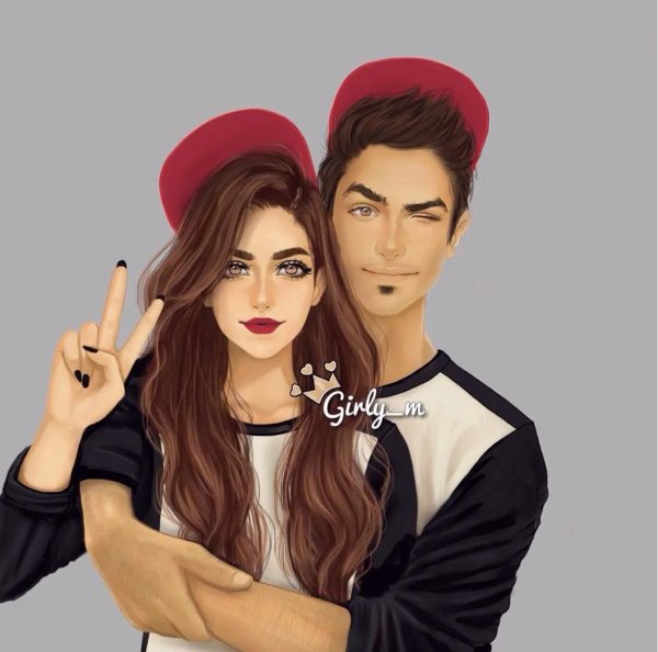 Парень и девушка нарисованные