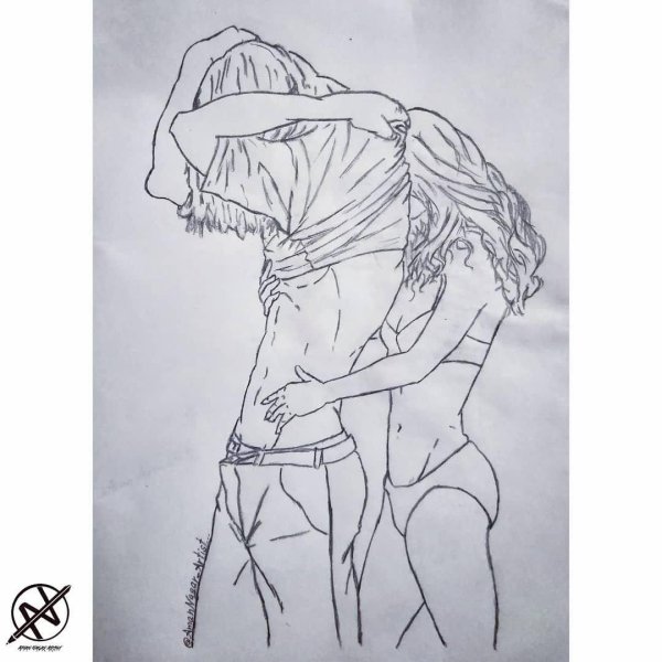 Парень и девушка нарисованные