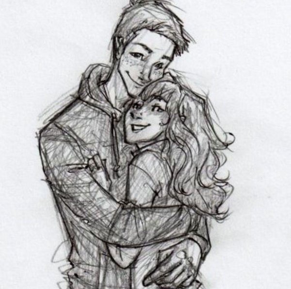 Парень и девушка нарисованные