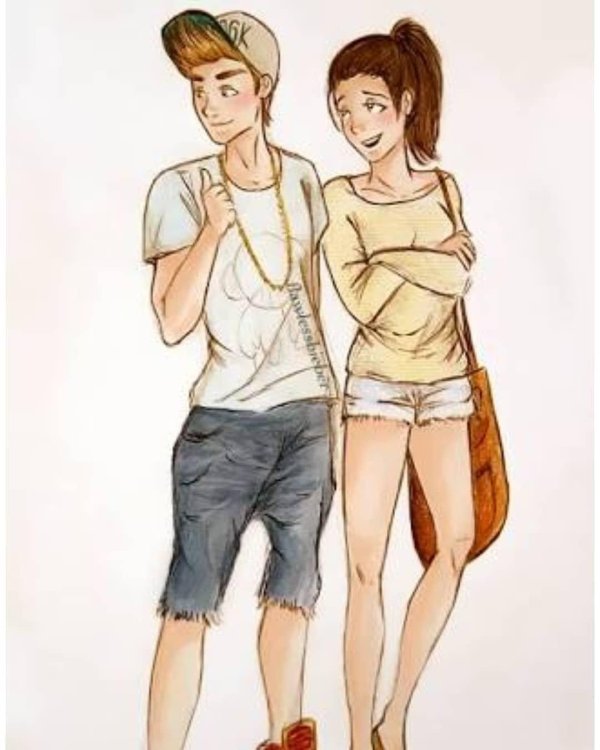 Парень и девушка нарисованные