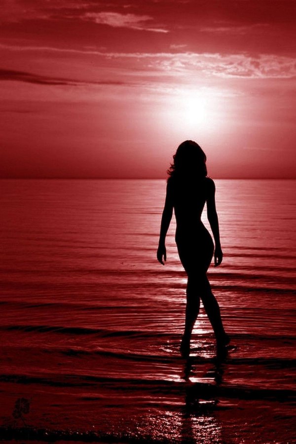 Девушка со спины на закате