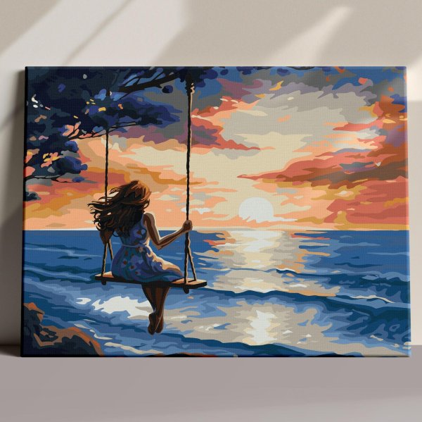 Девушка на берегу моря нарисованные