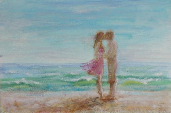 Девушка на берегу моря нарисованные