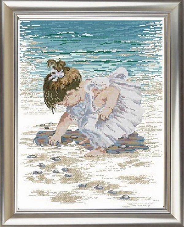 Девушка на берегу моря нарисованные