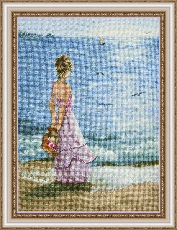 Девушка на берегу моря нарисованные