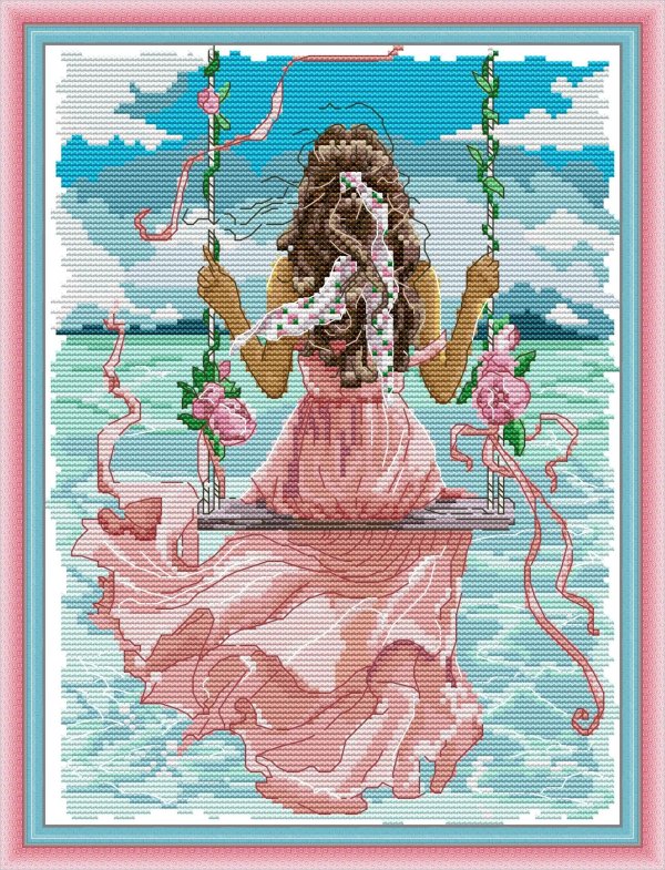 Девушка на берегу моря нарисованные