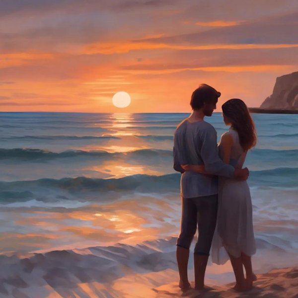 На море парень и девушка