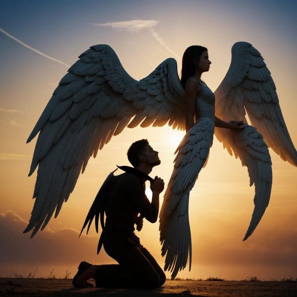 Девушка ангел и парень ангел