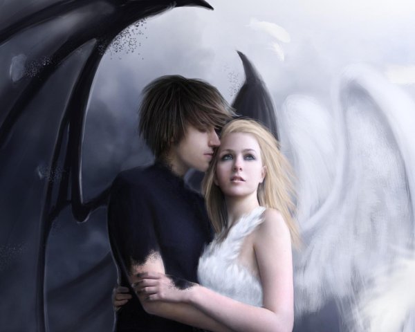 Девушка ангел и парень ангел