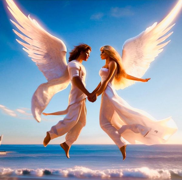 Девушка ангел и парень ангел
