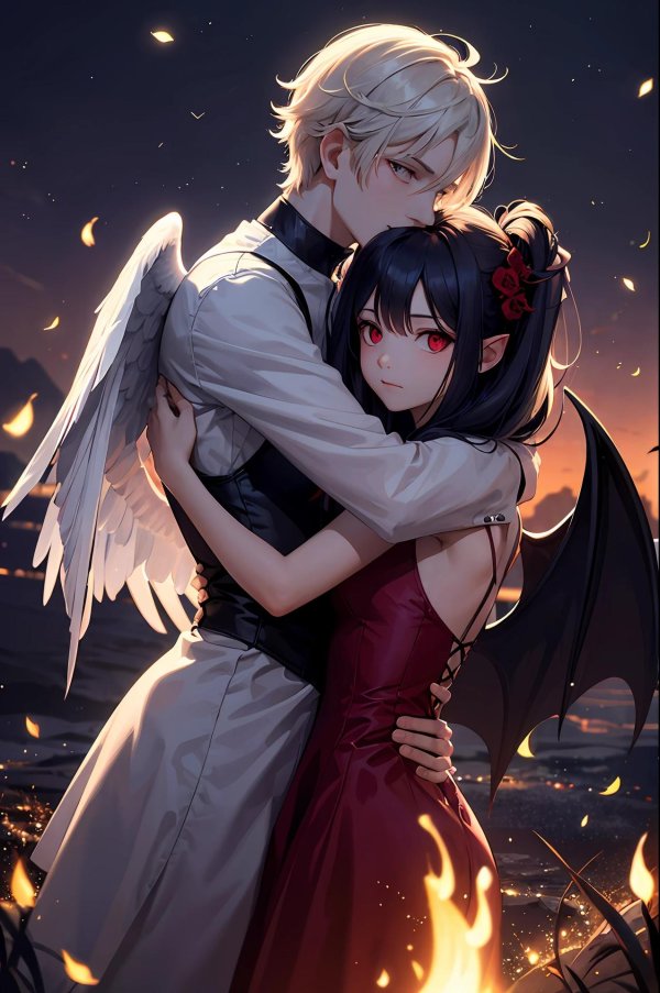 Девушка ангел и парень демон