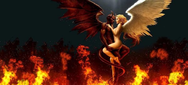 Девушка ангел и парень демон