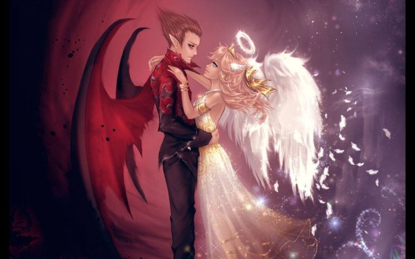 Девушка ангел и парень демон