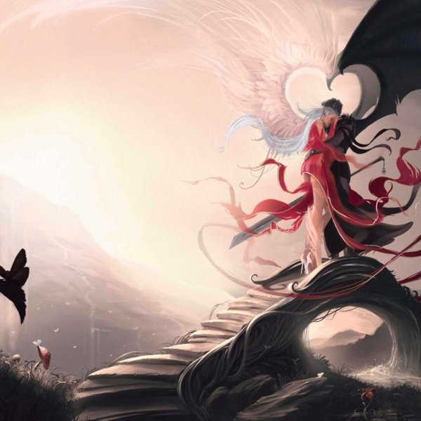 Девушка ангел и парень демон